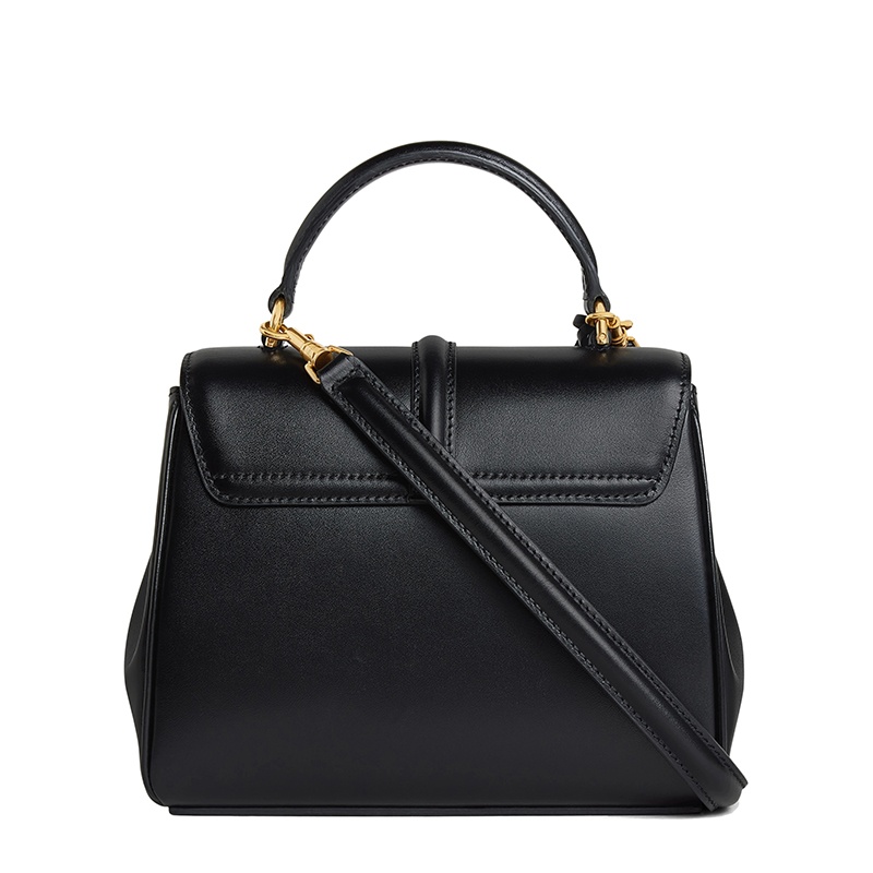 商品Celine|CELINE/赛琳   16系列 女士迷你黑色缎面牛皮革金扣手提斜挎单肩包,价格¥21564,第4张图片详细描述