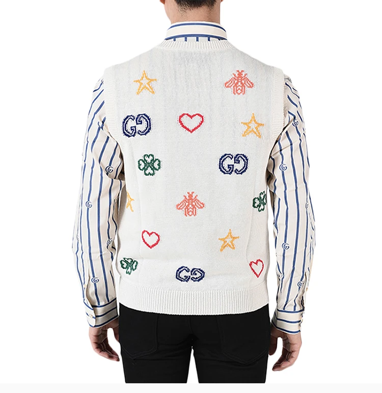 商品Gucci|GUCCI 古驰 男士白色无袖印花套头针织衫 626640-XKBGE-9750,价格¥6577,第3张图片详细描述