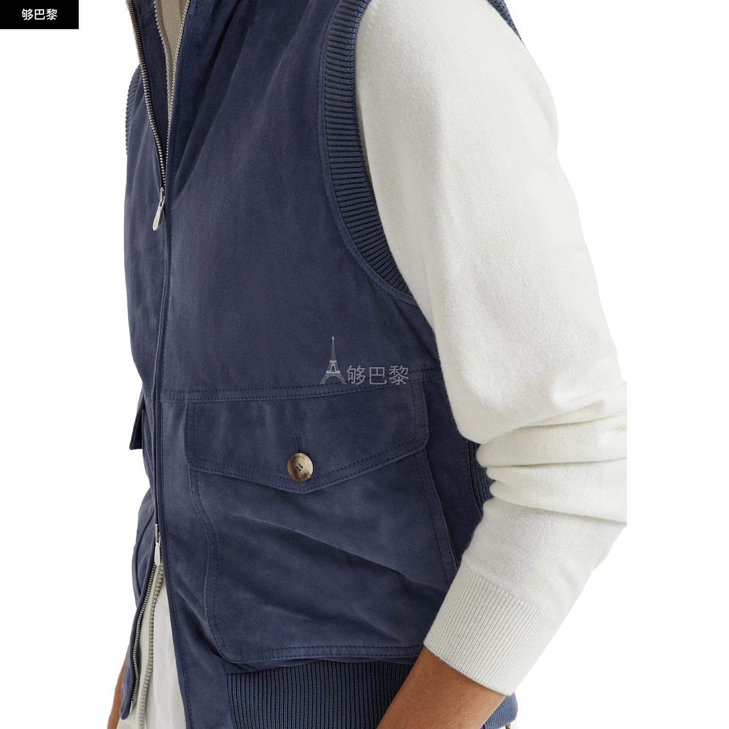 商品Brunello Cucinelli|【特惠9.0折】【预售】 男士 夹克 麂皮马甲  CUC98USUBLU,价格¥39951,第5张图片详细描述