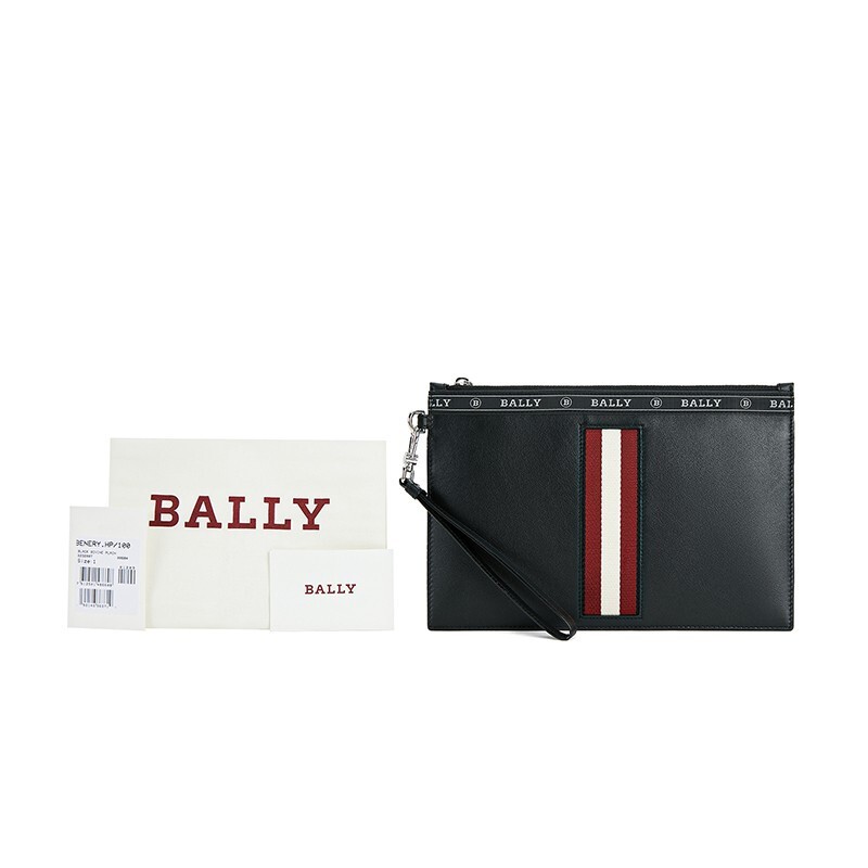 商品Bally|巴利男士黑色牛皮红白条纹时尚手拿包BENERY.HP-6232007（澳门仓发货）,价格¥2942,第7张图片详细描述