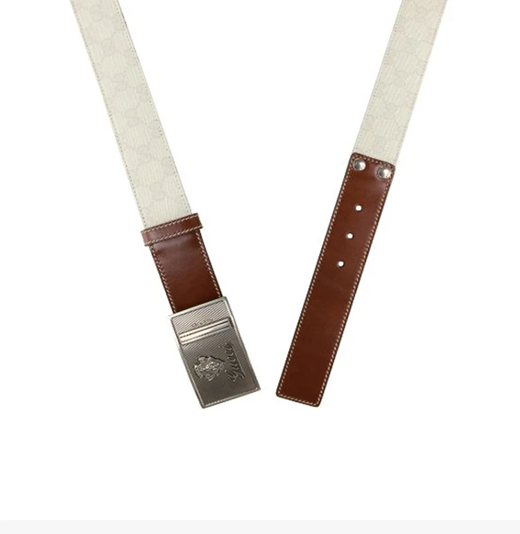 商品Gucci|Gucci 古驰 白色双G图案PVC金属牌皮带 224471-FV2VN-9072,价格¥1003,第5张图片详细描述