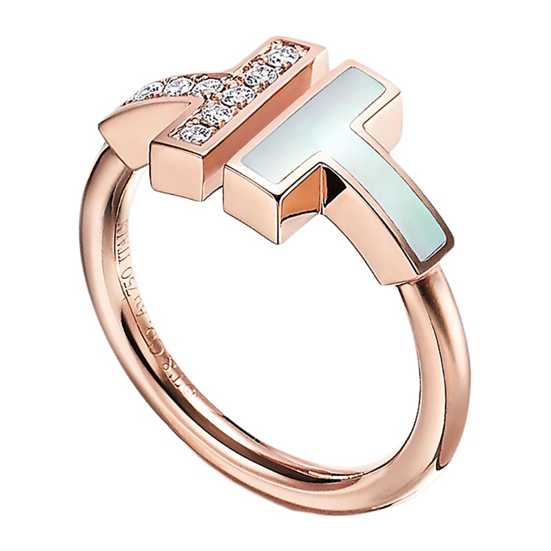 商品Tiffany & Co.|  Tiffany & Co./蒂芙尼 18K金 玫瑰金 珍珠母贝和钻石线圈戒指GRP11097,价格¥21521,第2张图片详细描述