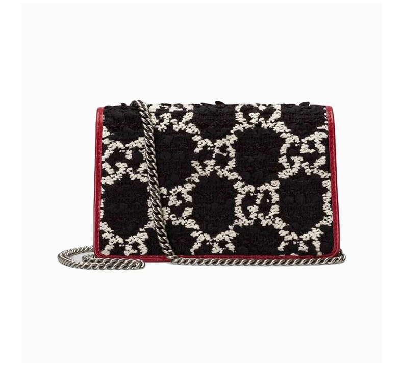 商品[国内直发] Gucci|GUCCI 古驰 女士黑色和红色迷你链条包 476432-HS8AN-1164,价格¥7972,第6张图片详细描述