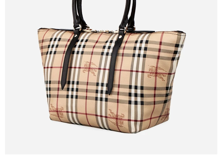 商品Burberry|Burberry 博柏利 女士米色pvc皮革手提包斜挎包 3882392,价格¥3552,第5张图片详细描述