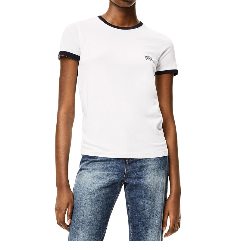 商品Loewe|LOEWE/罗意威 22年秋冬新款 女士白色纯棉对比色滚边T恤,价格¥3059,第4张图片详细描述