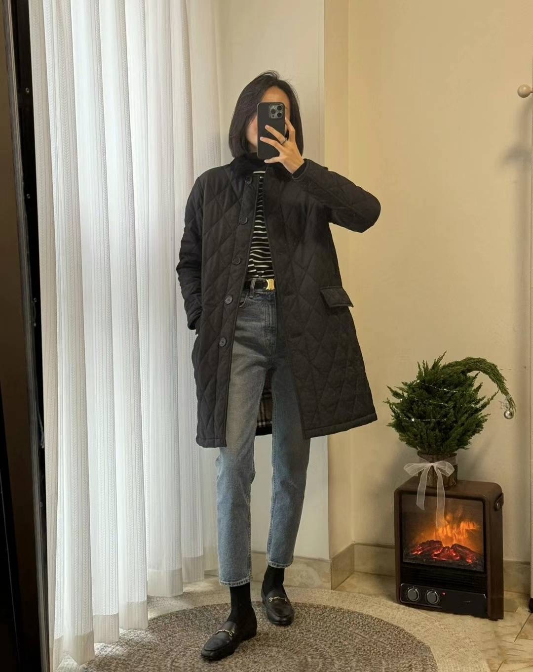 商品Burberry|BURBERRY/博柏利 女士黑色聚酯绗缝长款棉服80790821,价格¥3327,第11张图片详细描述
