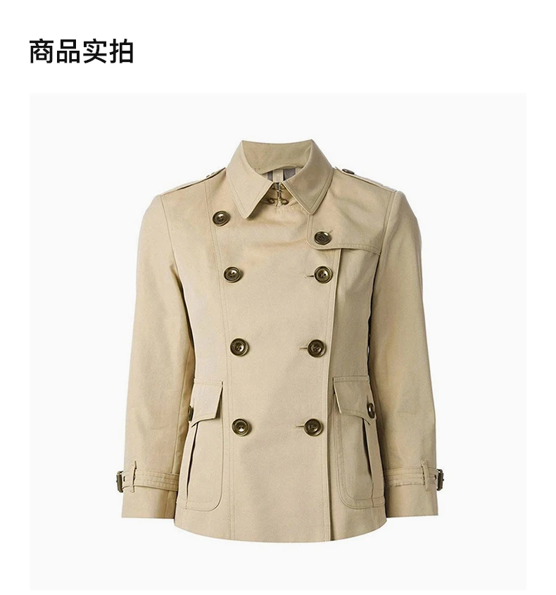 商品Burberry|BURBERRY 女士米色棉质经典款短款风衣 3922848,价格¥2931,第4张图片详细描述