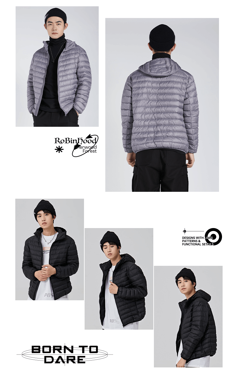商品[国内直发] ROBINHOOD|罗宾汉休闲时尚男士羽绒服-6720702-中灰色,价格¥162,第1张图片详细描述