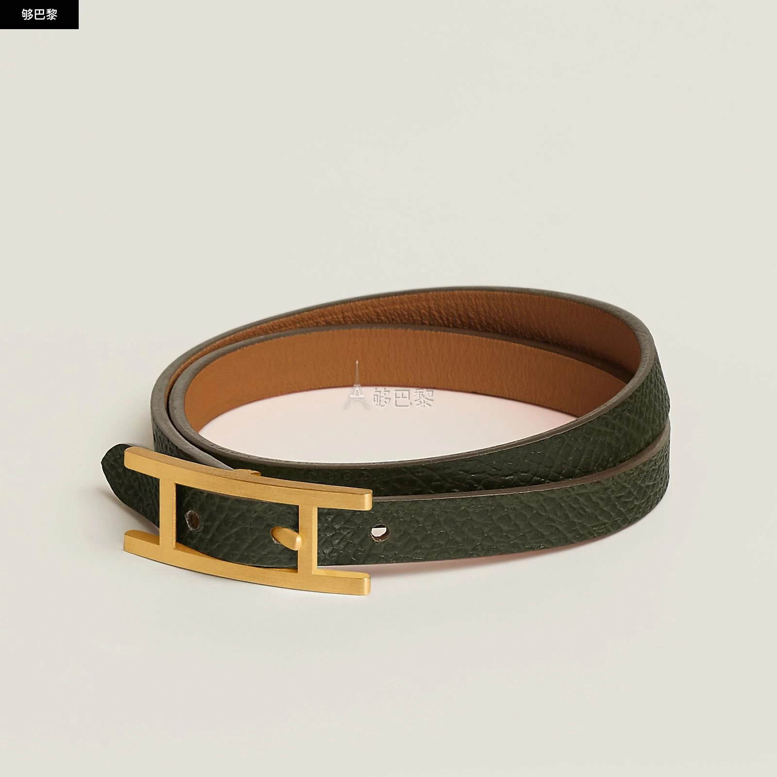 商品Hermes|【预售】 爱马仕 24秋冬 男士 手镯 Bracelet Behapi Double Tour H064684CMBQT5,价格¥3609,第4张图片详细描述