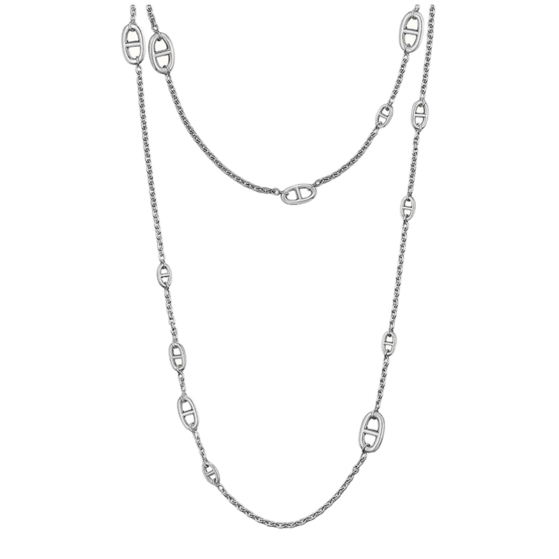 商品Hermes| HERMES/爱马仕 经典Farandole 160系列 925纯银猪鼻子长项链H104569B,价格¥11499,第2张图片详细描述