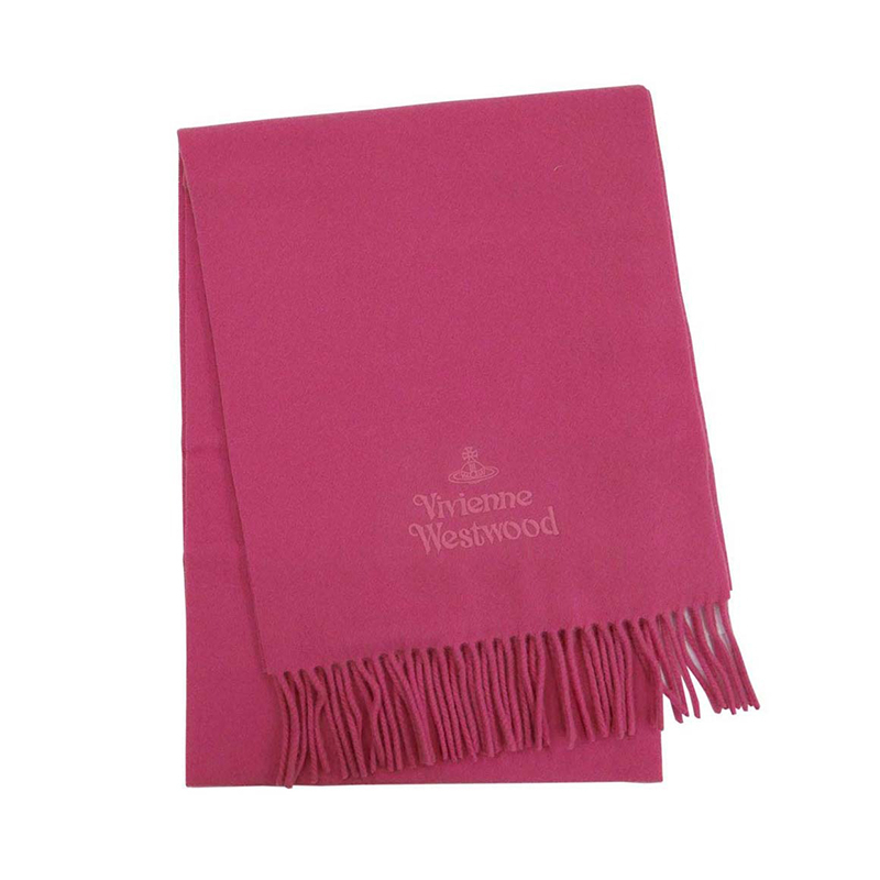 商品Vivienne Westwood|VIVIENNE WESTWOOD/西太后 女桃粉色羊毛标志刺绣流苏围巾,价格¥504,第6张图片详细描述