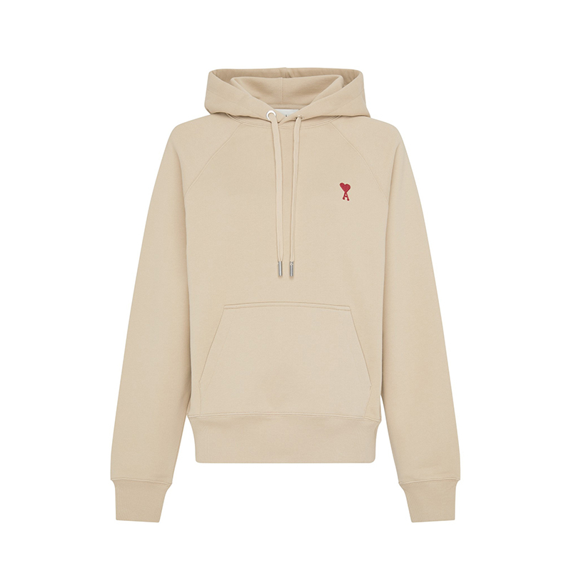 商品AMI|AMI PARIS 女士米色羊毛带红心小徽标宽松连帽卫衣,价格¥2636,第2张图片详细描述