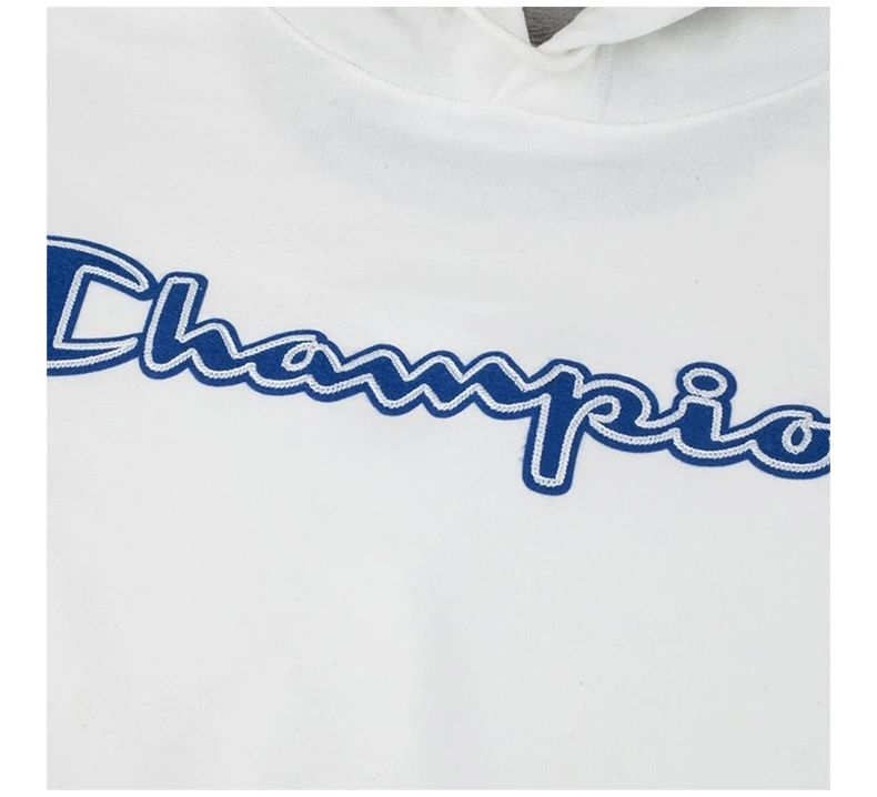 商品[国内直发] CHAMPION|CHAMPION 男士贴标草写logo纯色加绒连帽卫衣 GF89H-Y07416-WHC,价格¥240,第6张图片详细描述