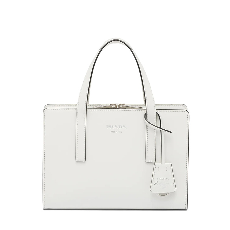 商品Prada|PRADA/普拉达 22新款Re-Edition 1995系列 女士迷你款白色皮革热印徽标配拉链式隔层单肩斜挎手提包,价格¥24800,第2张图片详细描述
