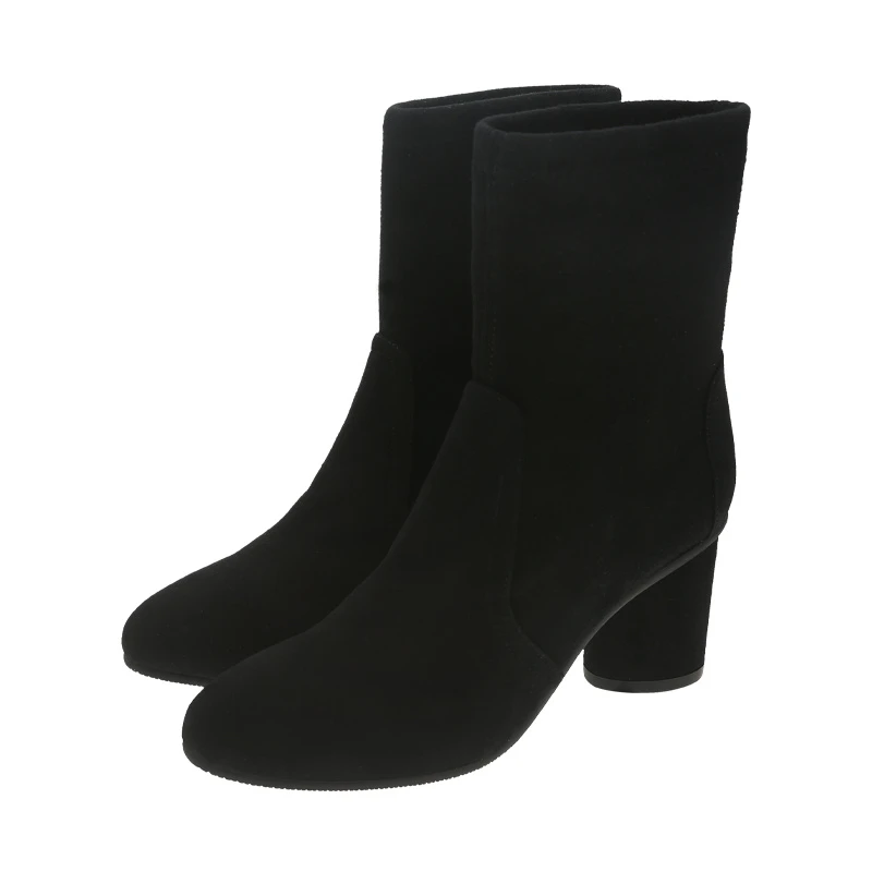 商品[国内直发] Stuart Weitzman|STUART WEITZMAN 黑色女士雪地靴 MARGOT-75-BLACK-BLACK-SUEDE-STR,价格¥2424,第1张图片详细描述