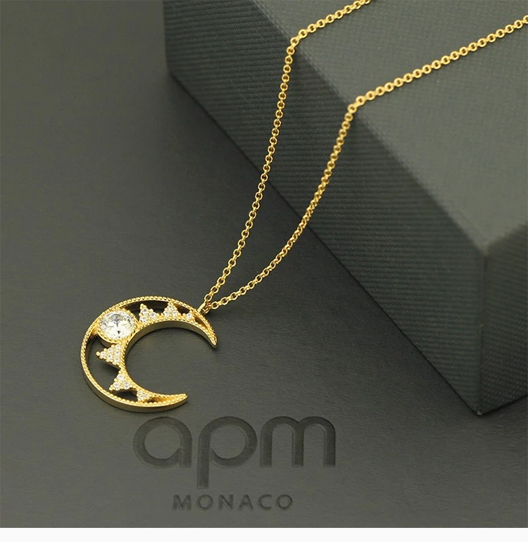 商品apm Monaco|APM MONACO 女士黄色梦幻星月项链 AC5186OXY,价格¥668,第4张图片详细描述