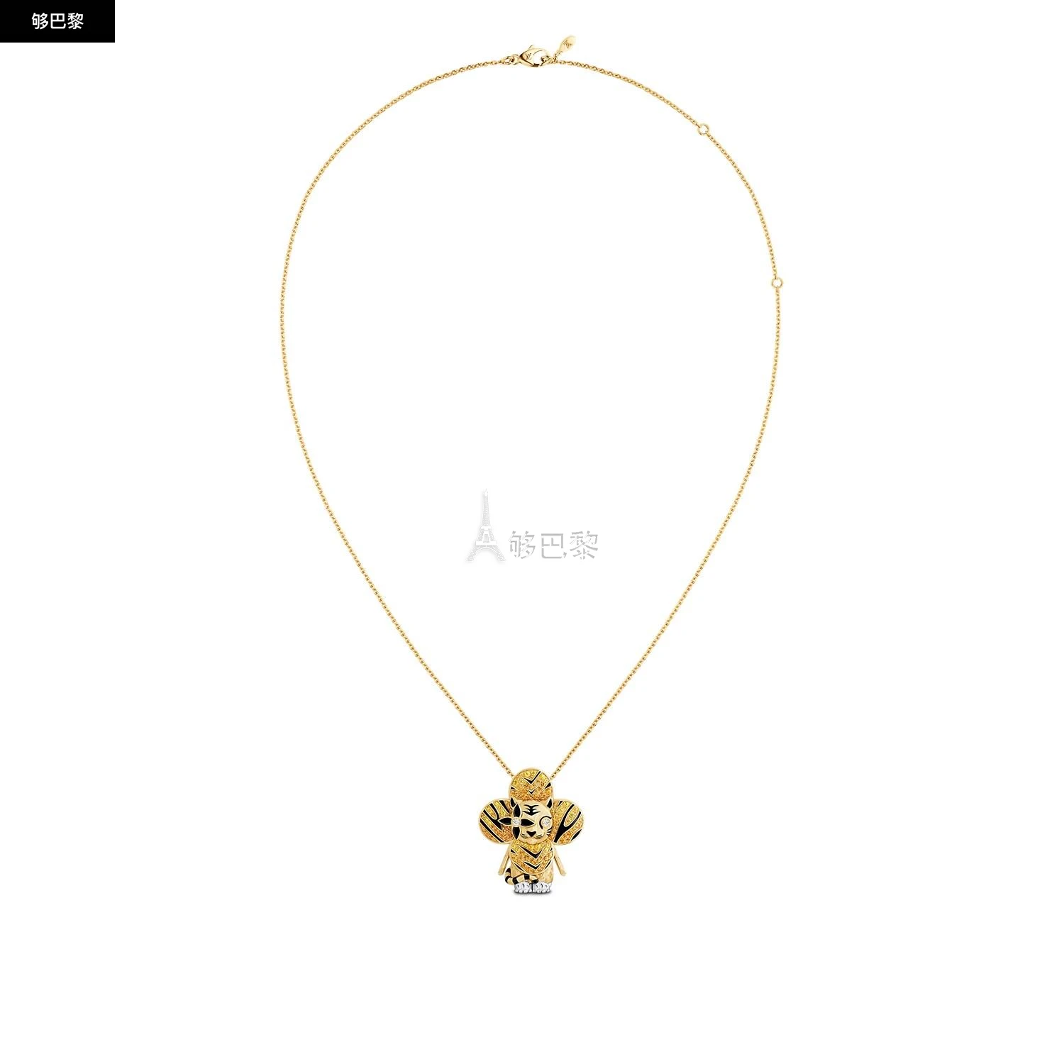 商品Louis Vuitton|【预售】 LV路易威登 24秋冬 女士 吊坠 VIVIENNE TIGER 18K 金漆光钻石彩色宝石项链 Q93974,价格¥411502,第6张图片详细描述