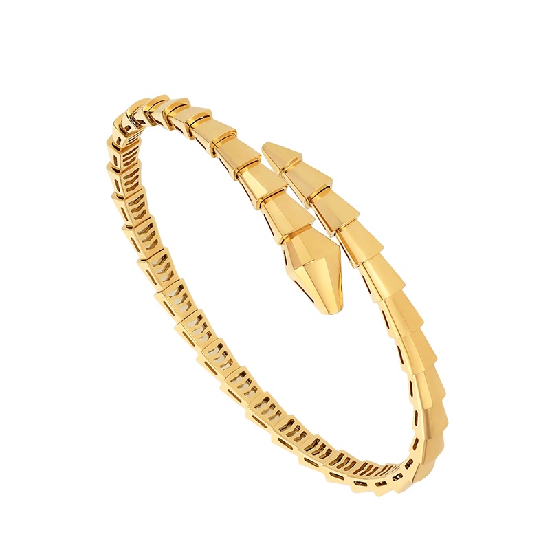商品BVLGARI|  BVLGARI/宝格丽 22新款SERPENTI Viper系列 18K金黄金几何风格手镯359415,价格¥50726,第2张图片详细描述