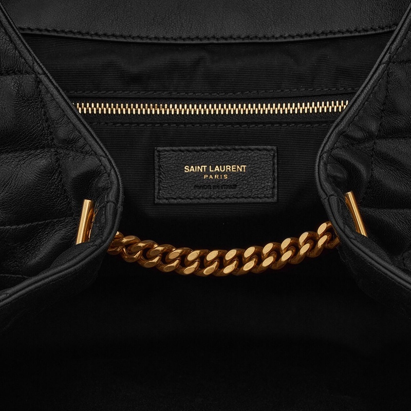 商品Yves Saint Laurent|SAINT LAURENT PARIS/圣罗兰 YSL ICARE系列 女士加大号黑色绗缝羊皮革大号徽标字母金扣单肩手提包,价格¥31540,第9张图片详细描述