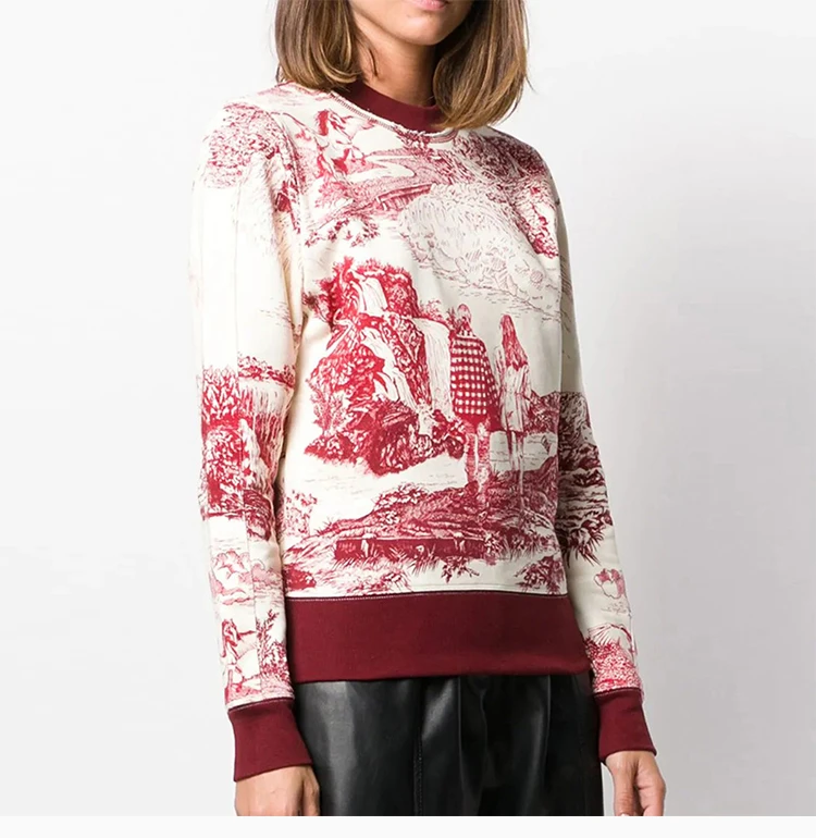 商品Chloé|Chloe' 蔻依 女士白色酒红色圆领印花卫衣 CHC19WJH06-487-91T,价格¥1832,第5张图片详细描述