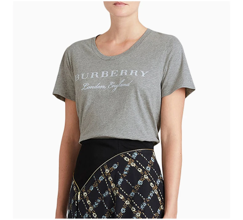 商品[国内直发] Burberry|BURBERRY 灰色女士T恤 4057046,价格¥1598,第5张图片详细描述