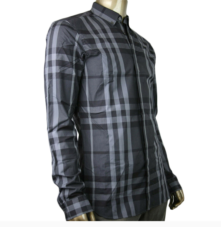 商品Burberry|Burberry 博柏利 灰黑色 男士衬衫 3944127,价格¥2116,第8张图片详细描述