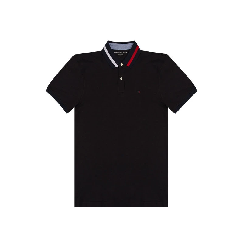 商品[国内直发] Tommy Hilfiger|TOMMY HILFIGER 黑色男士POLO衫 78J8778-002,价格¥449,第1张图片详细描述