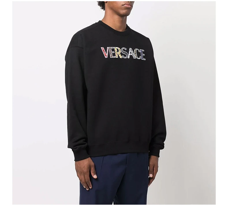 商品Versace|VERSACE 男士黑色印花棉质圆领卫衣 10024801-A018121-B000,价格¥4501,第5张图片详细描述