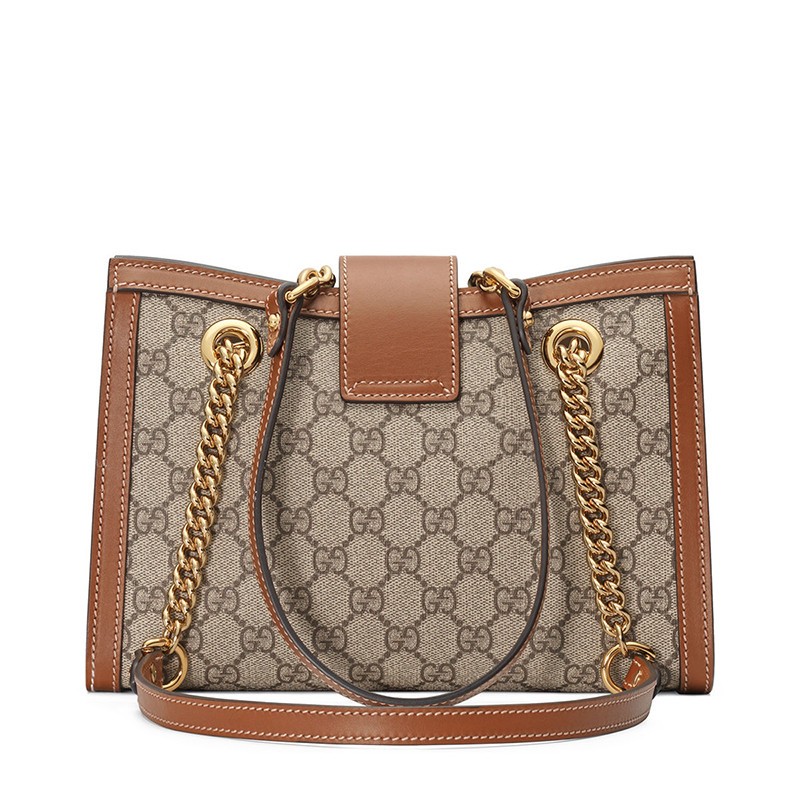 商品Gucci|GUCCI/古驰  Padlock女士小号棕色帆布链条单肩手提包,价格¥14721,第3张图片详细描述