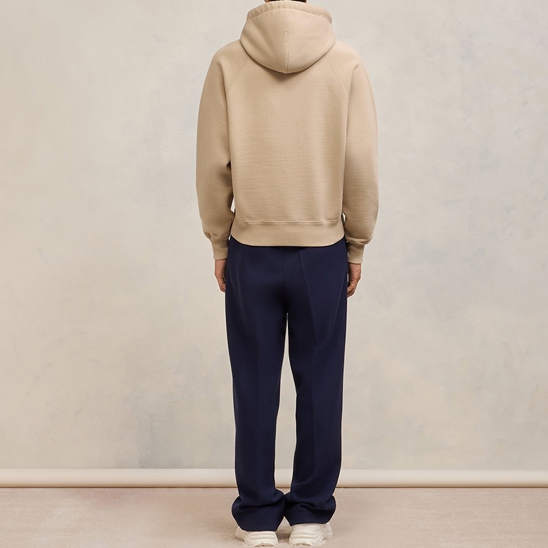 商品AMI|AMI 23新款 男女同款米棕色有机棉针织带标志连帽卫衣,价格¥2873,第3张图片详细描述