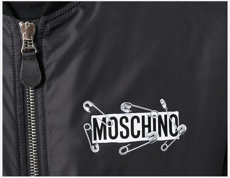 商品[国内直发] Moschino|Moschino 莫斯奇诺 男士黑色徽标拉链飞行员夹克 ZV0635-5215-1555,价格¥5742,第8张图片详细描述