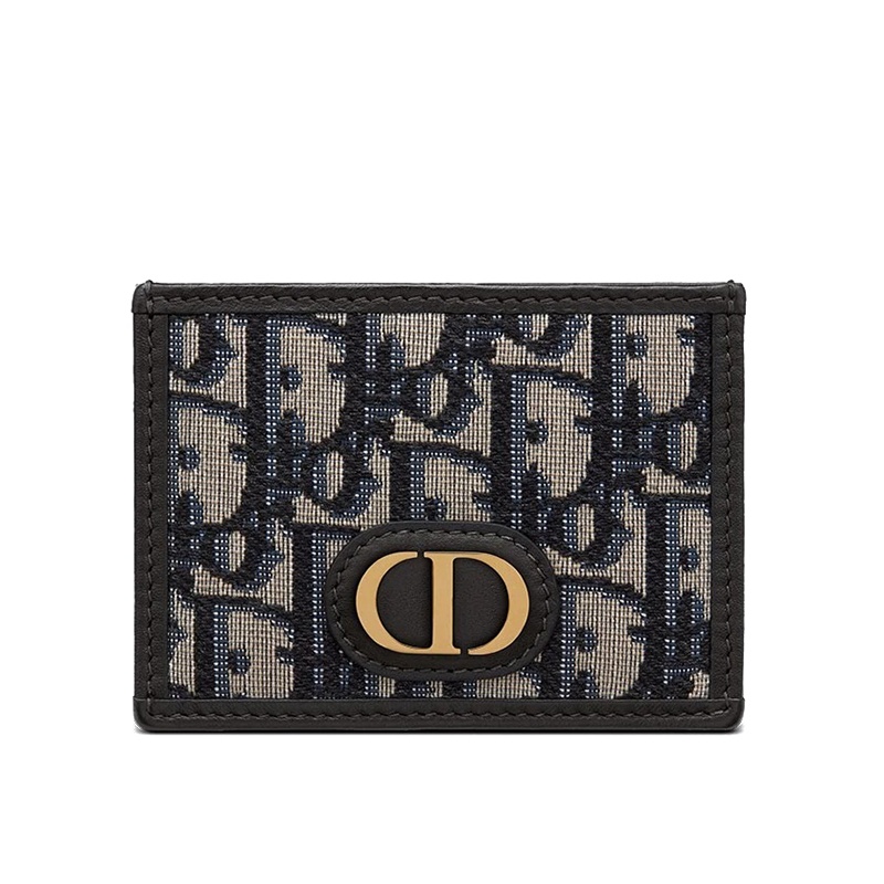 商品Dior|DIOR/迪奥 经典蓝色老花刺绣帆布拼接小牛皮卡片夹,价格¥2745,第2张图片详细描述