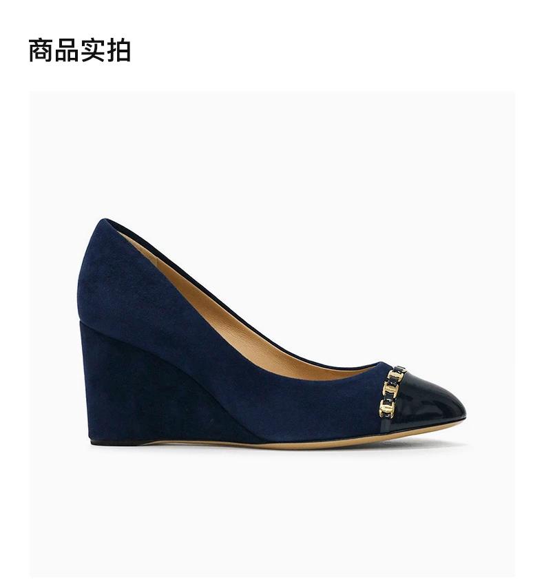 商品Salvatore Ferragamo|SALVATORE FERRAGAMO 蓝色女士坡跟鞋 0591372,价格¥2757,第4张图片详细描述