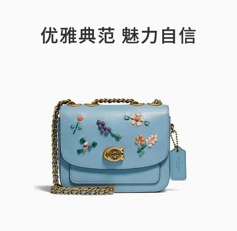 商品[国内直发] Coach|Coach(专柜) 女士蓝色印花链条单肩包 C3480B4AZ,价格¥1846,第1张图片详细描述