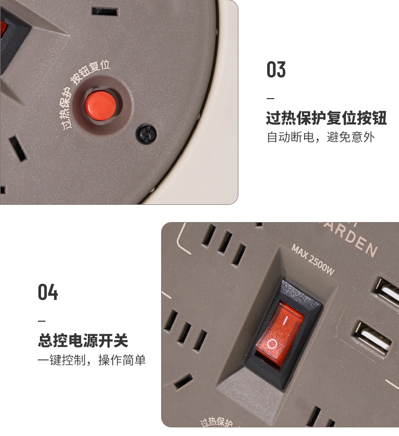 商品[国内直发] MobiGarden|户外露营多功能移动接线板便携加长多孔插排卷线盘,价格¥280,第23张图片详细描述