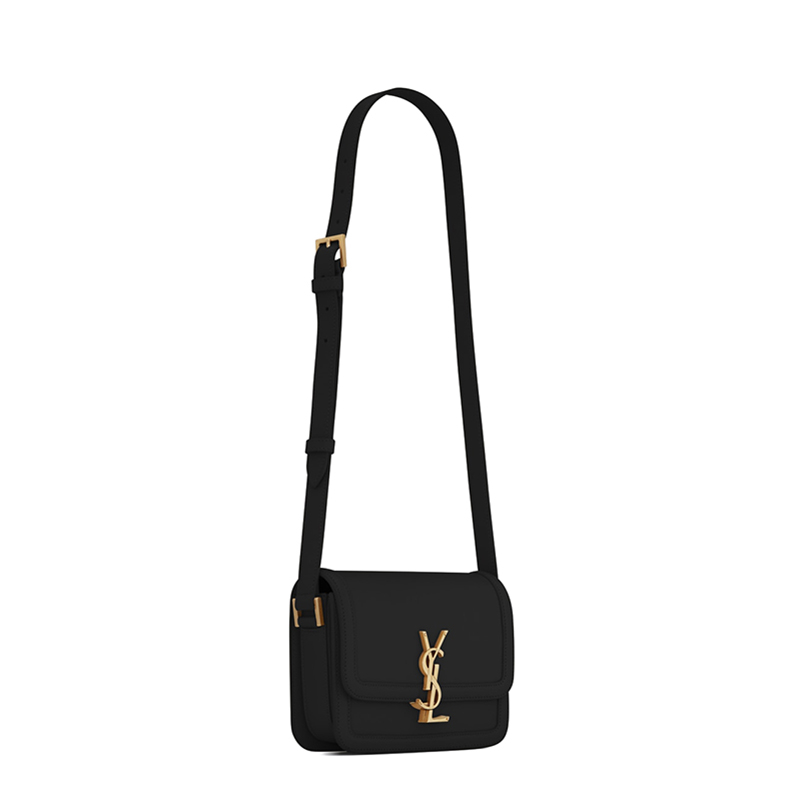 商品Yves Saint Laurent|SAINT LAURENT PARIS/圣罗兰 YSL SOLFERINO系列 哑光黑色小牛皮金扣翻盖小号斜挎单肩包6343060SX0W1000,价格¥19314,第5张图片详细描述