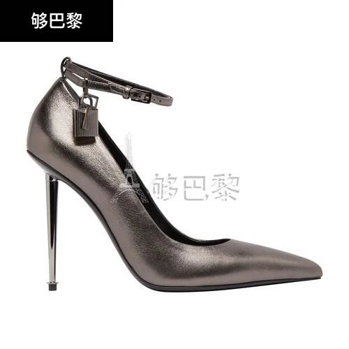 商品Tom Ford|【特惠8.7折】包邮包税【预售7天发货】 TOM FORD 女士 高跟鞋 Padlock 金丝高跟鞋  W2271-LSP014R1G005 TFDC6493SIL,价格¥8901,第3张图片详细描述