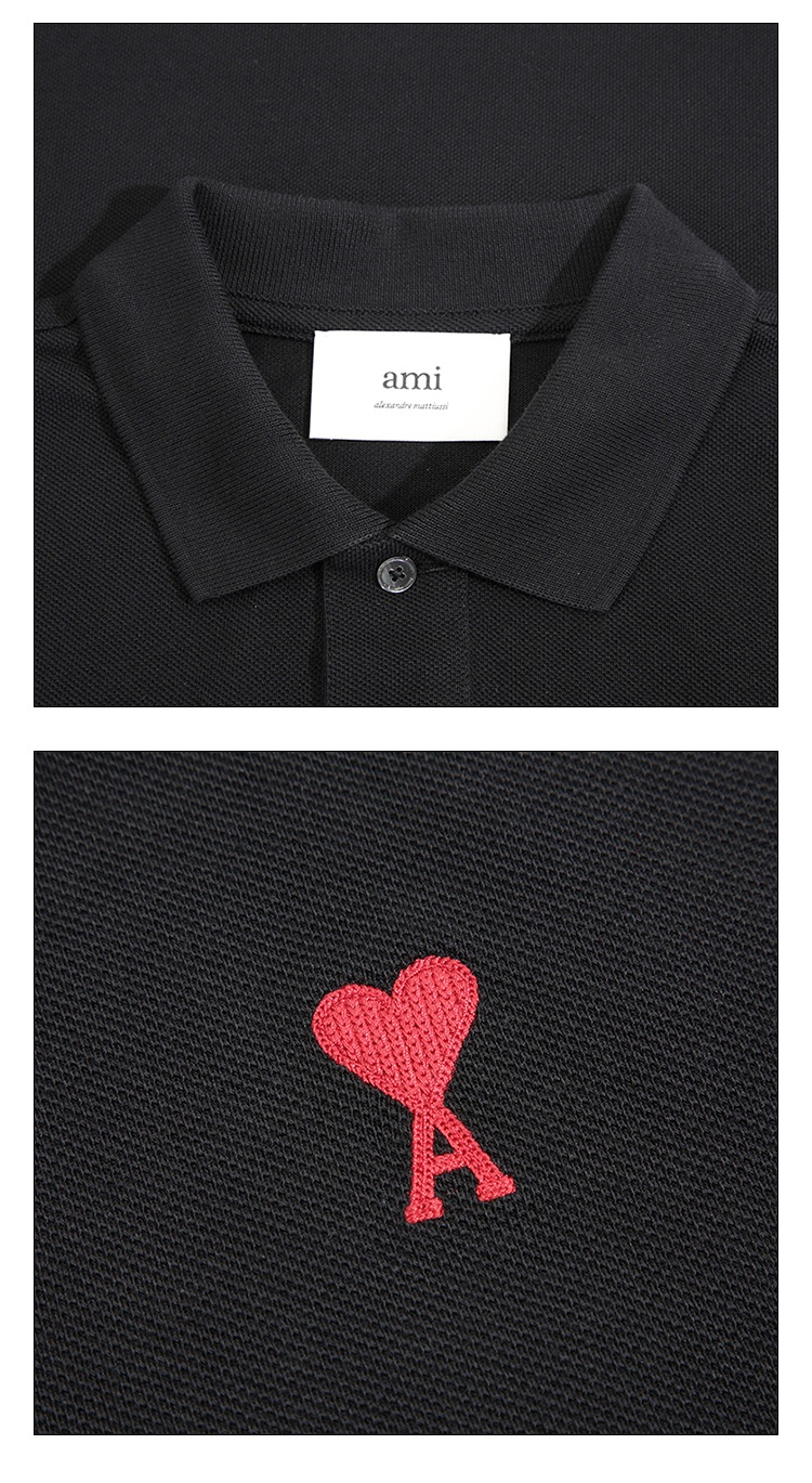 商品[国内直发] AMI|AMIPARIS Logo字母印花Polo领修身短袖Polo衫 男女同款,价格¥989,第6张图片详细描述