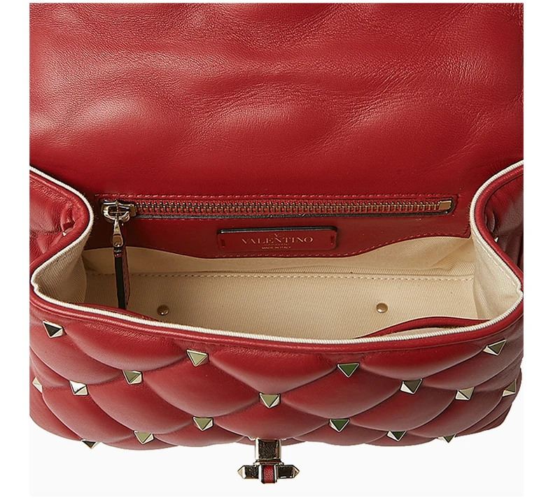 商品[国内直发] Valentino|VALENTINO 女士红色铆钉单肩包 RW2B0C72-NAP-0RO,价格¥12279,第7张图片详细��描述