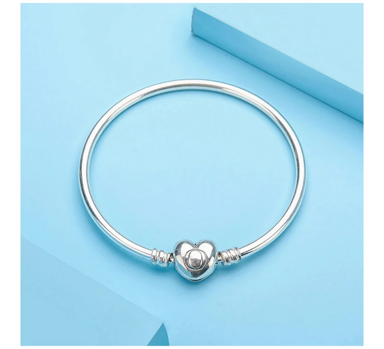 商品PANDORA|PANDORA 潘多拉 Moments标志心形链扣925银手镯 596268,价格¥322,第5张图片详细描述