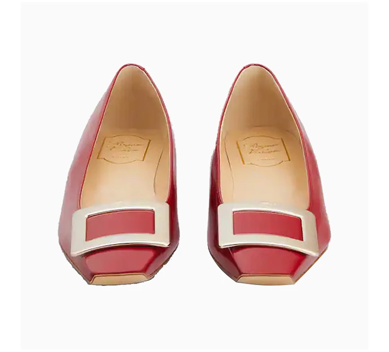 商品Roger Vivier|ROGER VIVIER 女士漆皮金属搭扣芭蕾舞鞋 RVW00700920-D1P-R406,价格¥4642,第5张图片详细描述