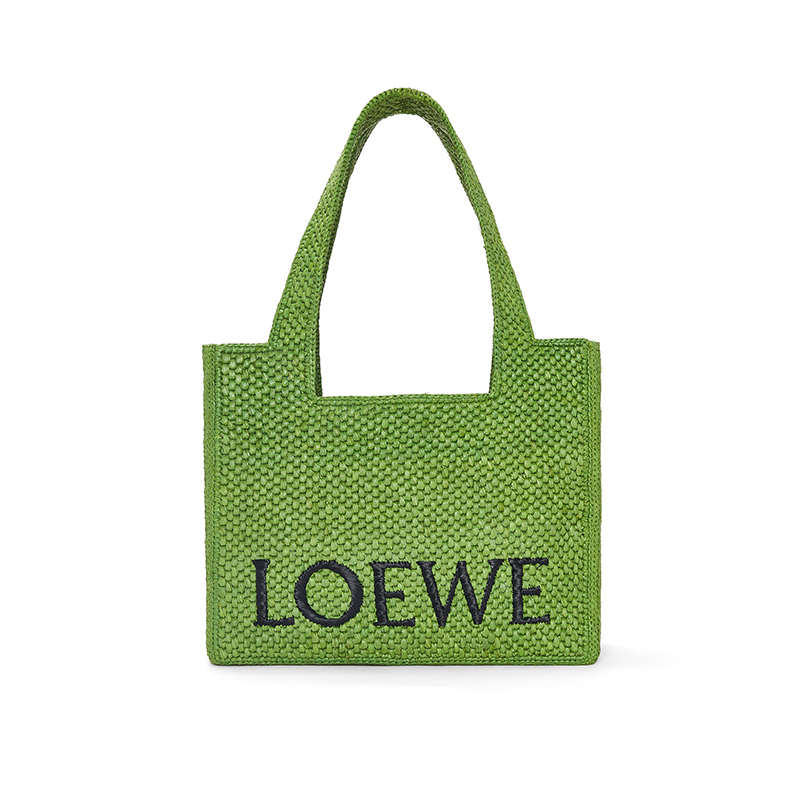 商品Loewe|罗意威 23春夏 新进中号女士绿色拉菲草字体托特包/编织包 A685B61X01-4100,价格¥9708,第3张图片详细描述