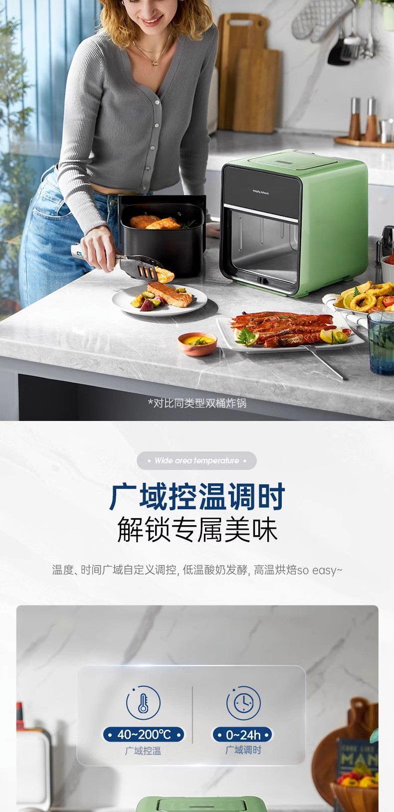 商品[国内直发] Morphy Richards|空气炸锅家用新款蒸汽嫩烤大容量炸锅多功能小型可视化电炸锅MR8101,价格¥514,第22张图片详细描述