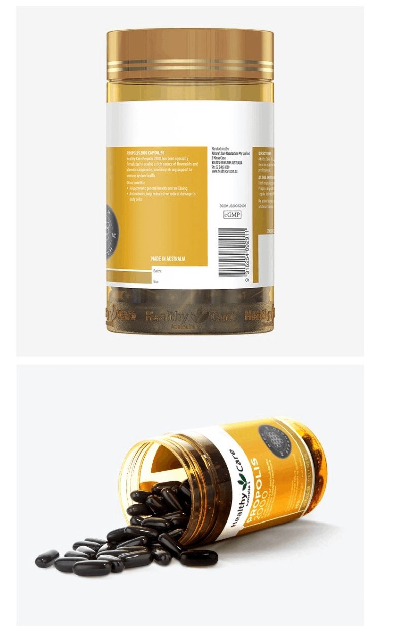 商品Healthy Care|澳洲进口Healthy Care 黑蜂胶软胶囊2000mg200粒原胶天然�正品,价格¥122,第5张图片详细描述