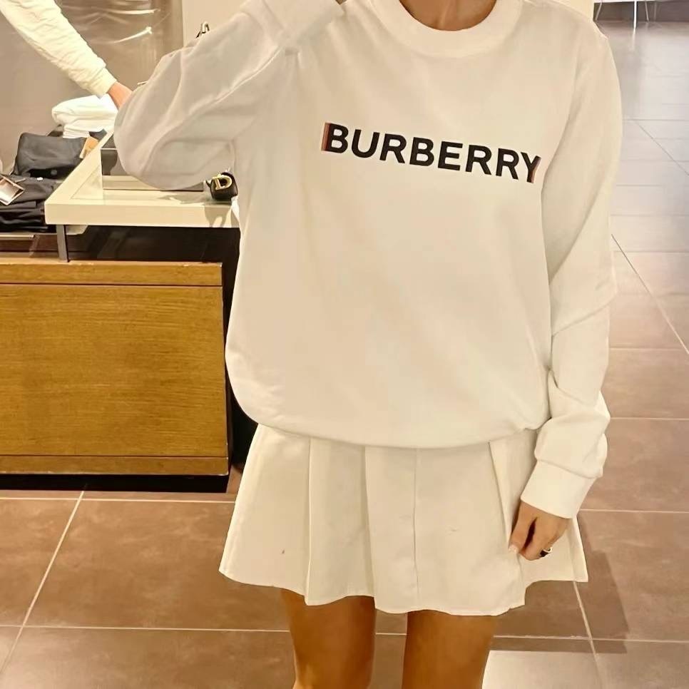 商品Burberry|BURBERRY/博柏利 女士白色棉质胸口Logo印花卫衣80526601,价格¥1385,第6张图片详细描述