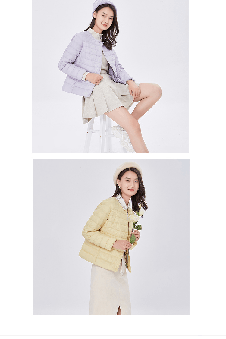 商品[国内直发] HS LOVE'S|HSloves轻薄款羽绒服女款短款小个子2022立领冬季高端修身显瘦潮-黄色,价格¥306,第3张图片详细描述