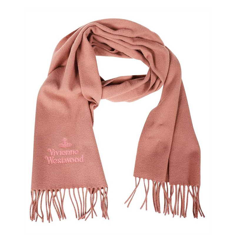 商品Vivienne Westwood|VIVIENNE WESTWOOD/西太后 女桃粉色羊毛标志刺绣流苏围巾,价格¥504,第3张图片详细描述