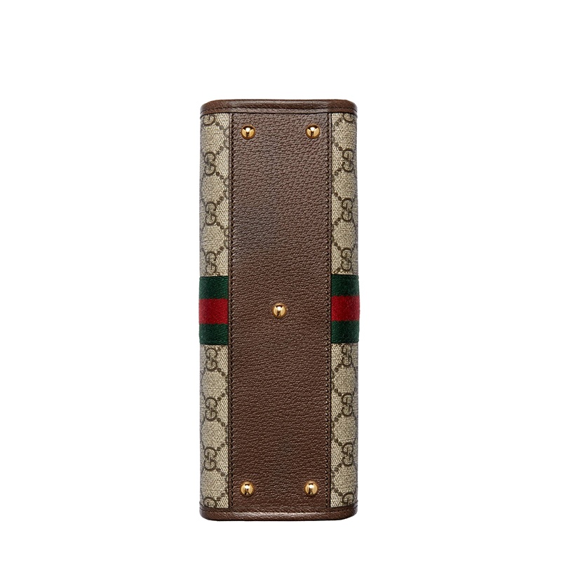 商品Gucci|【现货】古驰 22春夏新款Ophidia系列 女士小号米色/乌木色老花帆布配棕色皮革红绿织带金扣链式单肩手提包托特包 69372496IWO8745,价格¥12911,第9张图片详细描述