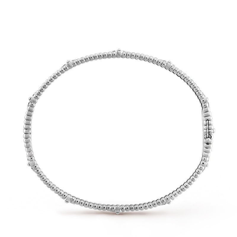 商品Van Cleef & Arpels|Van Cleef & Arpels/梵克雅宝 Perlée sweet trèfles系列 18K金白金镶嵌钻石四叶草手镯VCARP6XA00,价格¥146740,第3张图片详细描述
