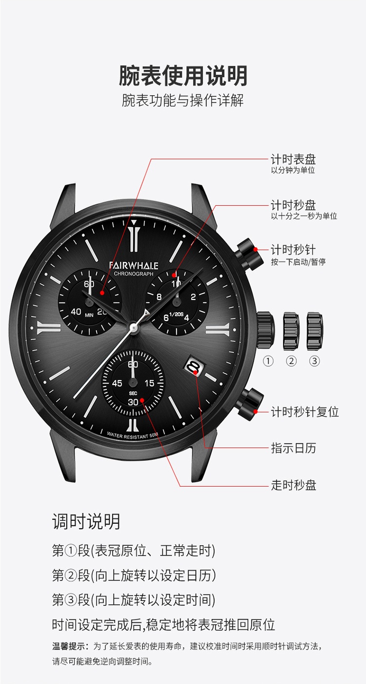 商品[国内直发] Mark Fairwhale|马克华菲品牌石英表炫酷手表潮流非机械表watch潮牌,价格¥525,第8张图片详细描述